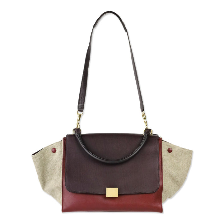 Celine Tri-Color Leather and Canvas Medium Trapeze Bag
