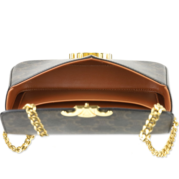 Celine Triomphe Coated Canvas and Calfskin Claude Chain Shoulder Bag