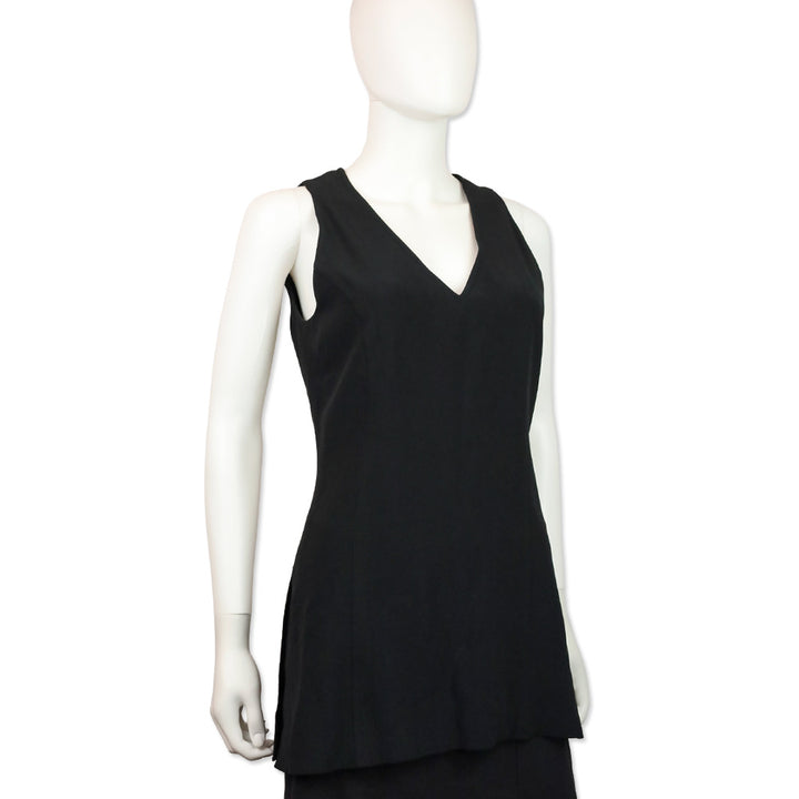 Celine Vintage Black V-Neck Sleeveless Tunic