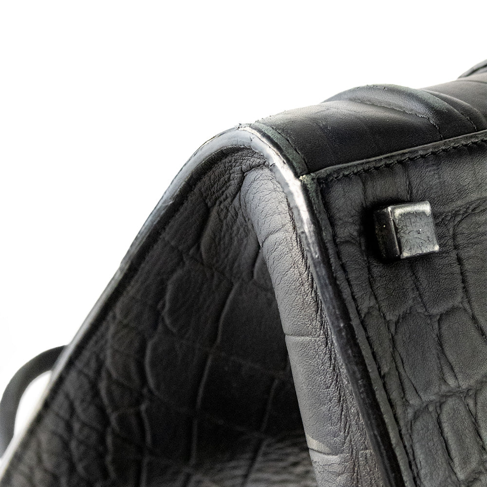 Celine Black Crocodile Embossed Calfskin Medium Phantom Luggage