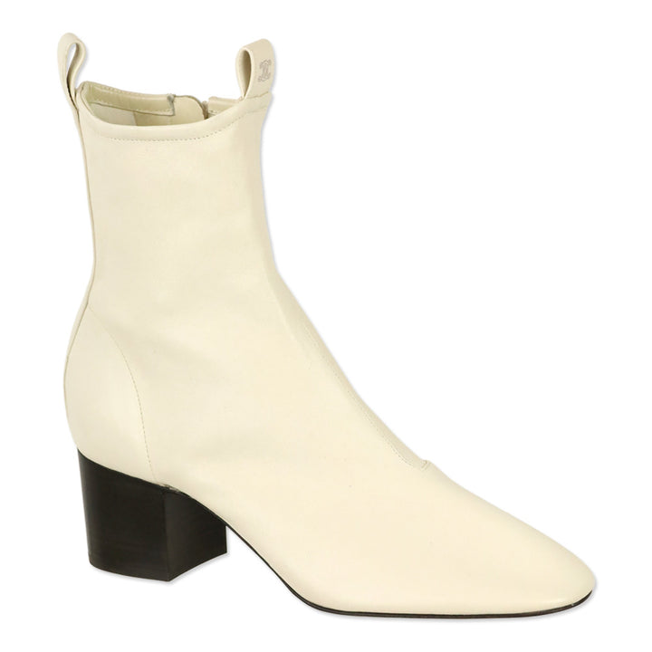 Celine S/S 2026 Ivory Cheri Stretch Lambskin Zipped 85 Boot