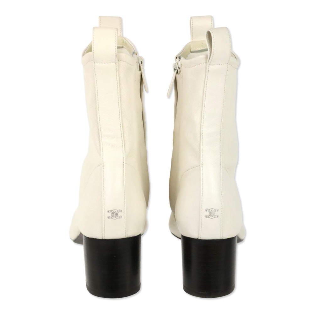 Celine S/S 2026 Ivory Cheri Stretch Lambskin Zipped 85 Boot