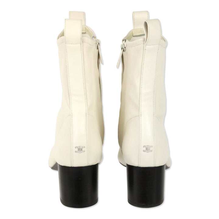 Celine S/S 2026 Ivory Cheri Stretch Lambskin Zipped 85 Boot