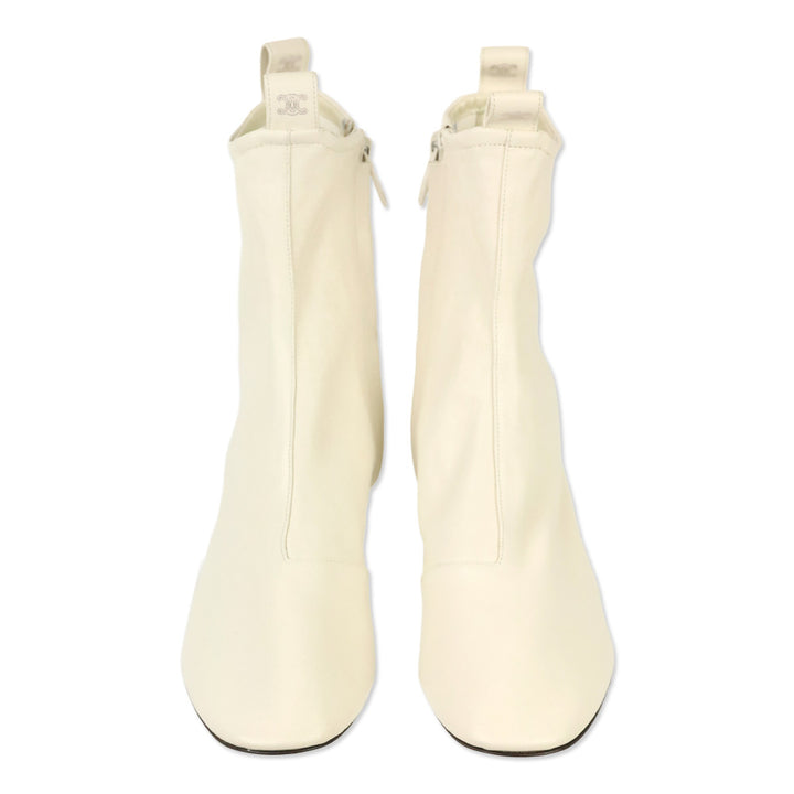 Celine S/S 2026 Ivory Cheri Stretch Lambskin Zipped 85 Boot