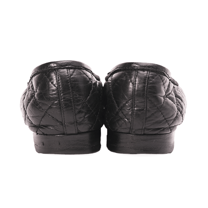 Chanel Black Quilted Leather CC Ballet Flats