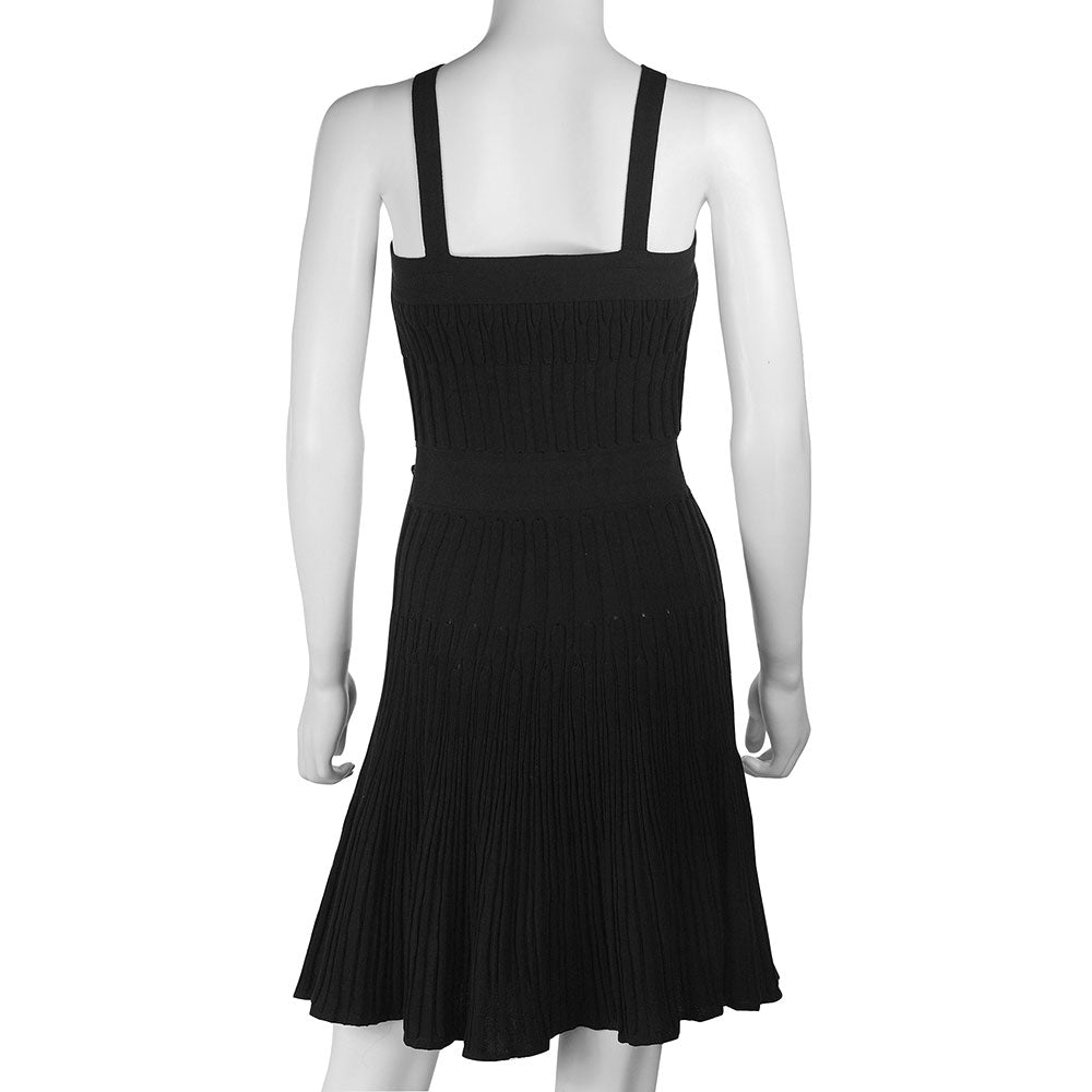Chanel Black Rib Knit Midi Dress