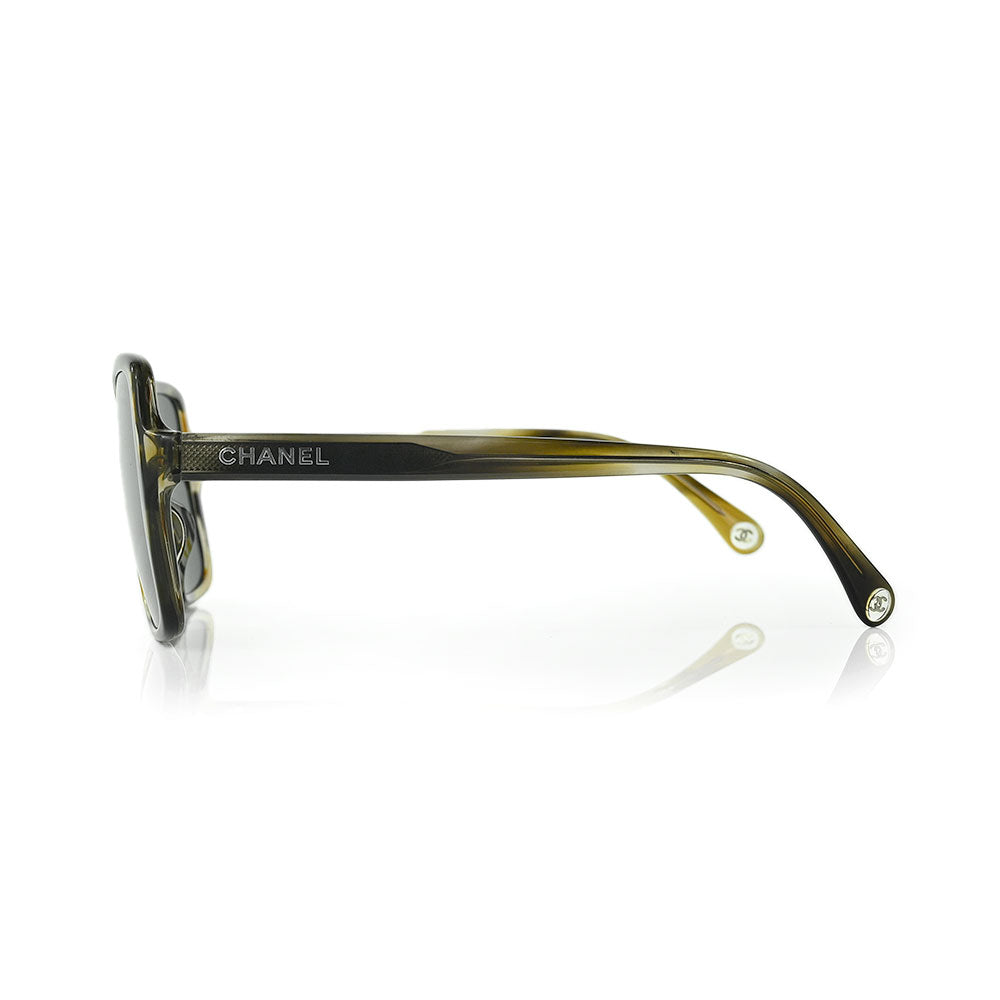 Chanel Gray Tort Square Frame Sunglasses
