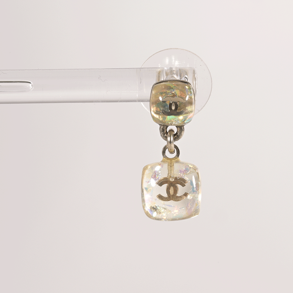 Chanel Interlocking CC Hologram Drop Earrings