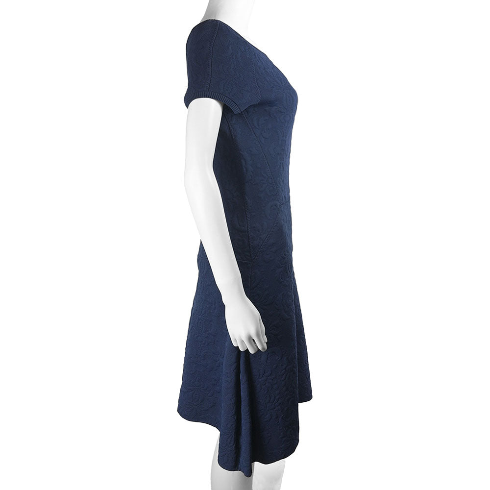 Chanel Navy Knit Cap Sleeve Dress