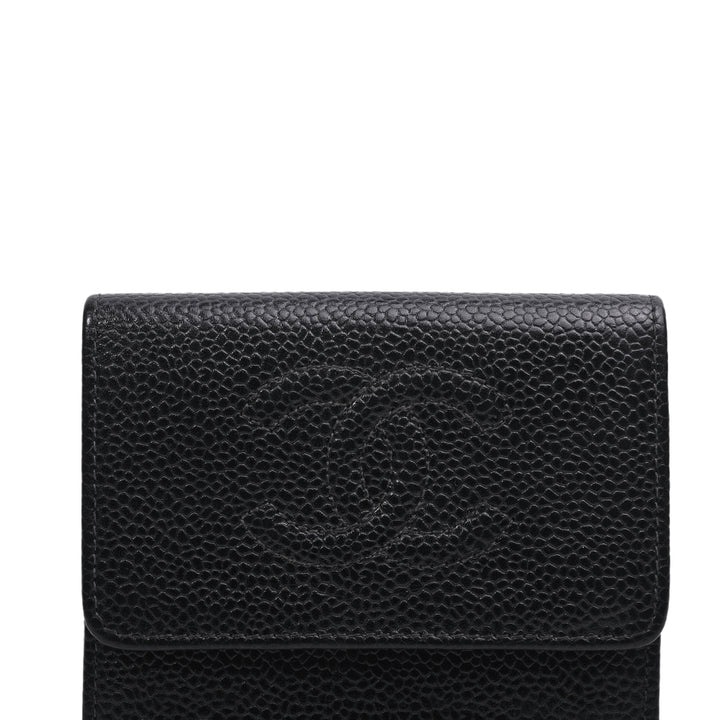 Chanel Vintage Black Caviar Compact CC Wallet