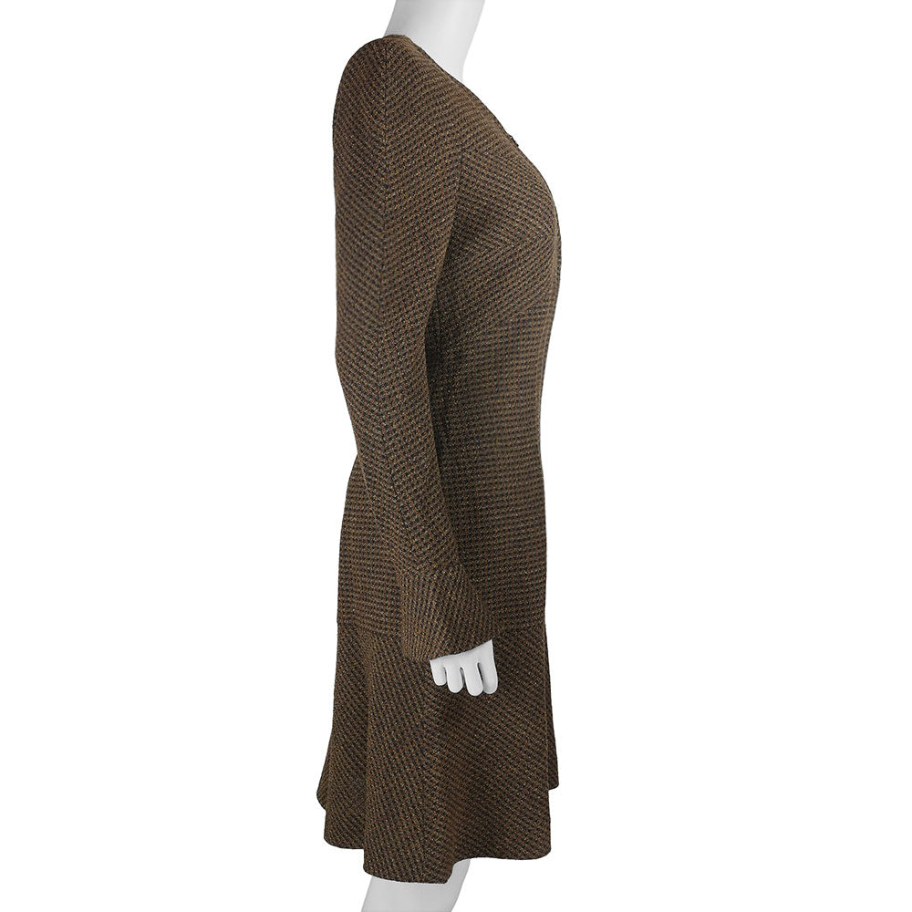 Chanel Vintage Brown Tweed Zip Front Dress