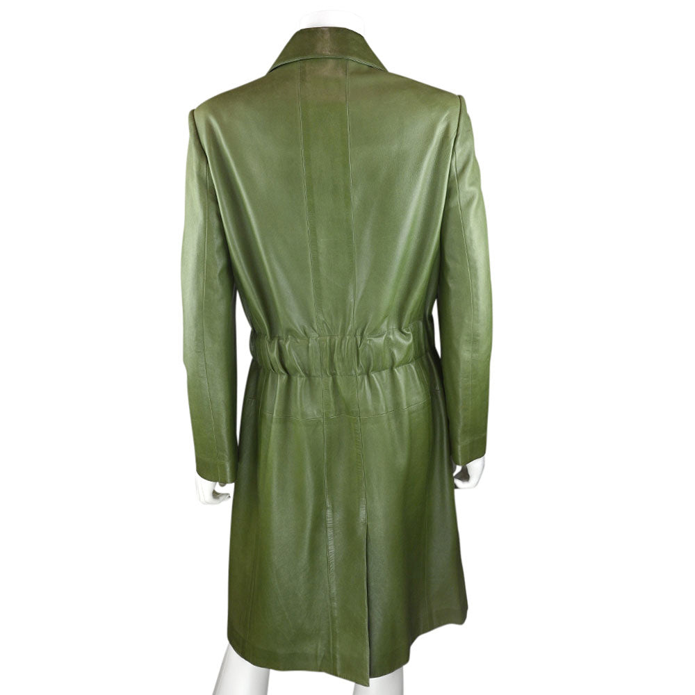 Chanel Vintage Olive Leather Trench Coat