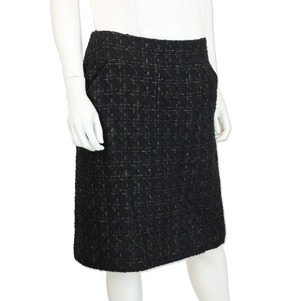 Chanel 05C Black Tweed Midi Skirt