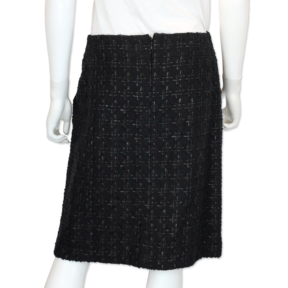 Chanel 05C Black Tweed Midi Skirt