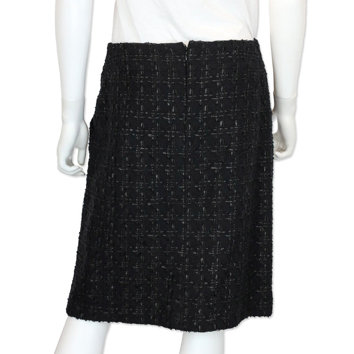 Chanel 05C Black Tweed Midi Skirt