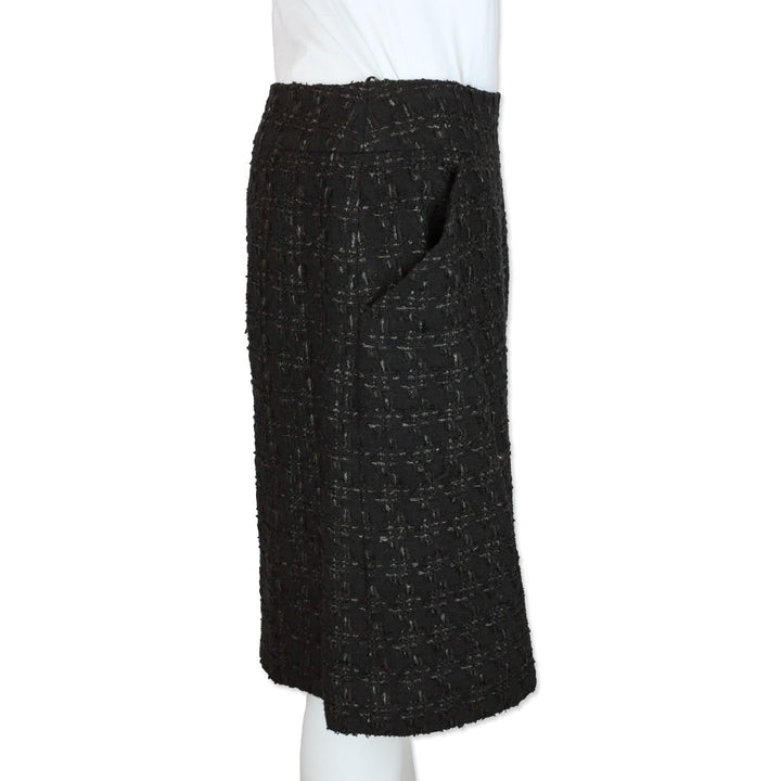 Chanel 05C Black Tweed Midi Skirt