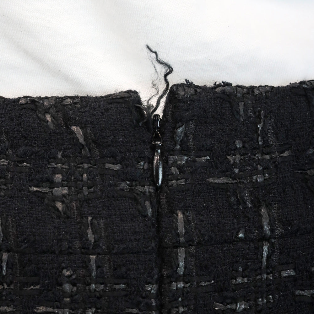 Chanel 05C Black Tweed Midi Skirt