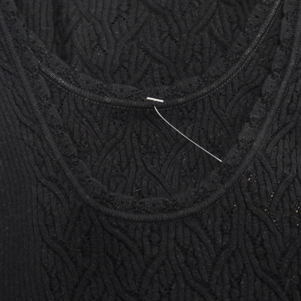 Chanel 05P Black Cotton-Blend Cable Knit Tank Top