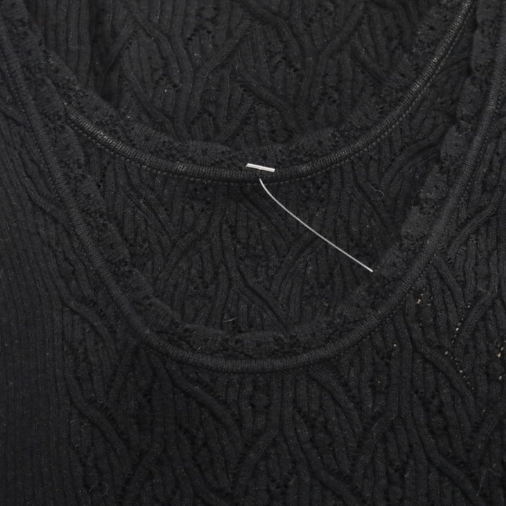 Chanel 05P Black Cotton-Blend Cable Knit Tank Top