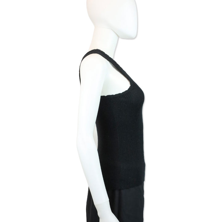 Chanel 05P Black Cotton-Blend Cable Knit Tank Top