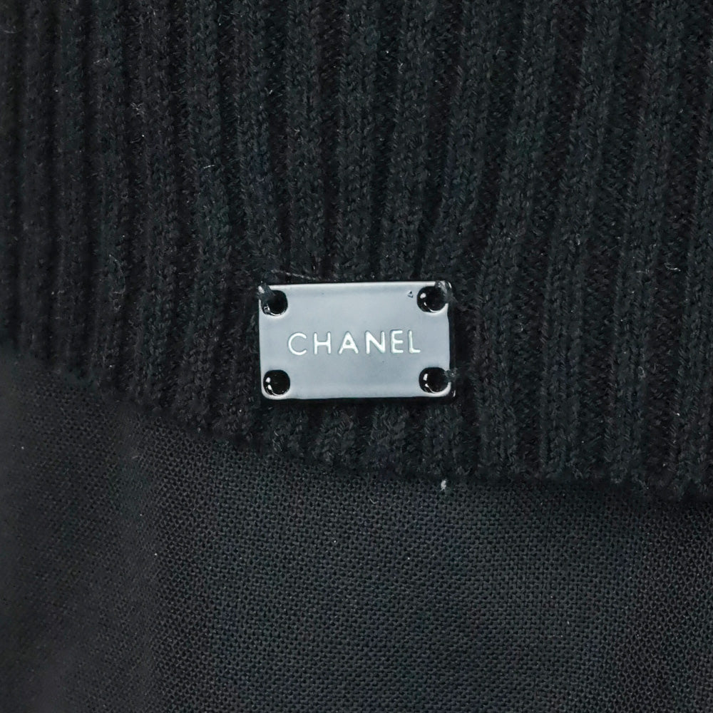 Chanel 05P Black Cotton-Blend Cable Knit Tank Top
