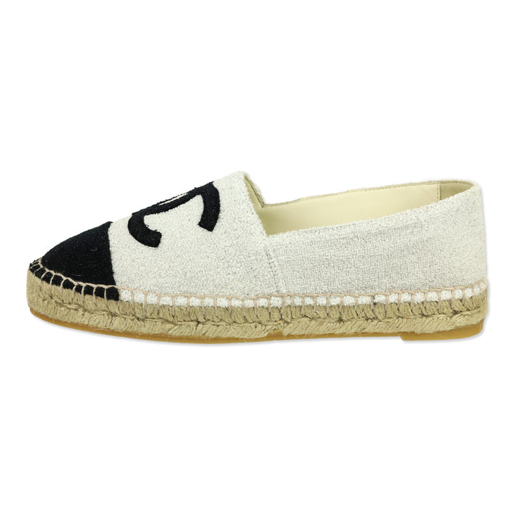 Chanel 17C Silver/Black Terry Cloth CC Espadrilles