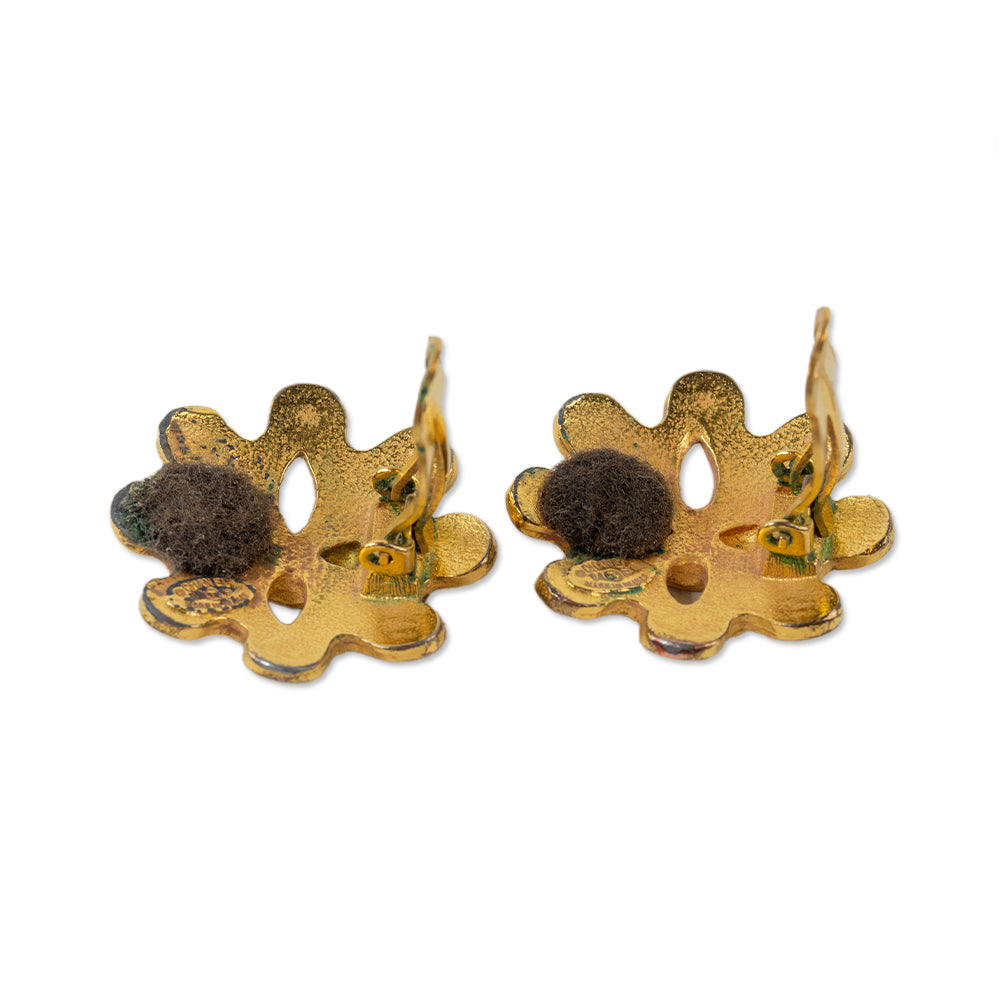 Chanel 1994 Gold Plated CC Clip Earrings