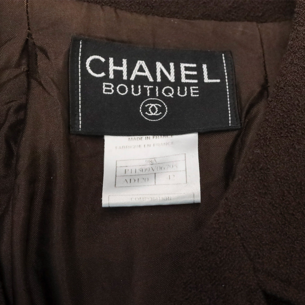 Chanel 1998 Brown Bouclé Double Breasted Jacket