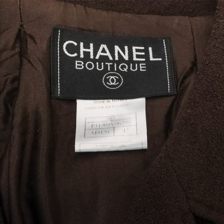 Chanel 1998 Brown Bouclé Double Breasted Jacket