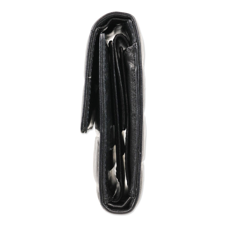 Chanel 2002-2003 Chocolate Bar Black Lambskin Tri-Fold Wallet