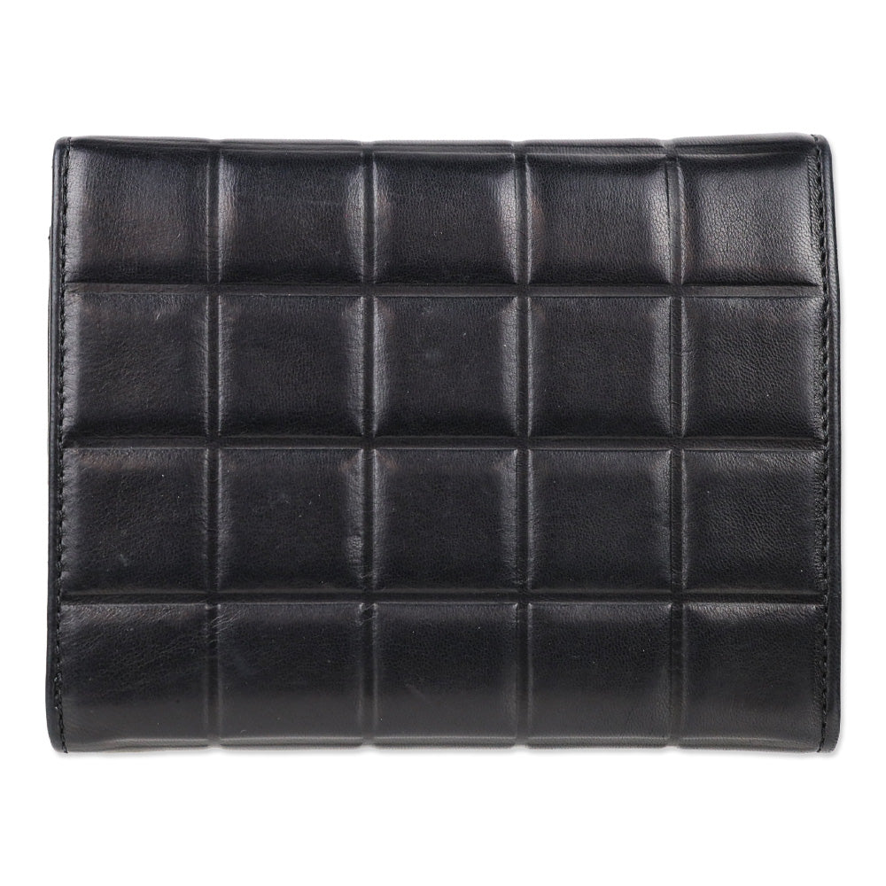 Chanel 2002-2003 Chocolate Bar Black Lambskin Tri-Fold Wallet