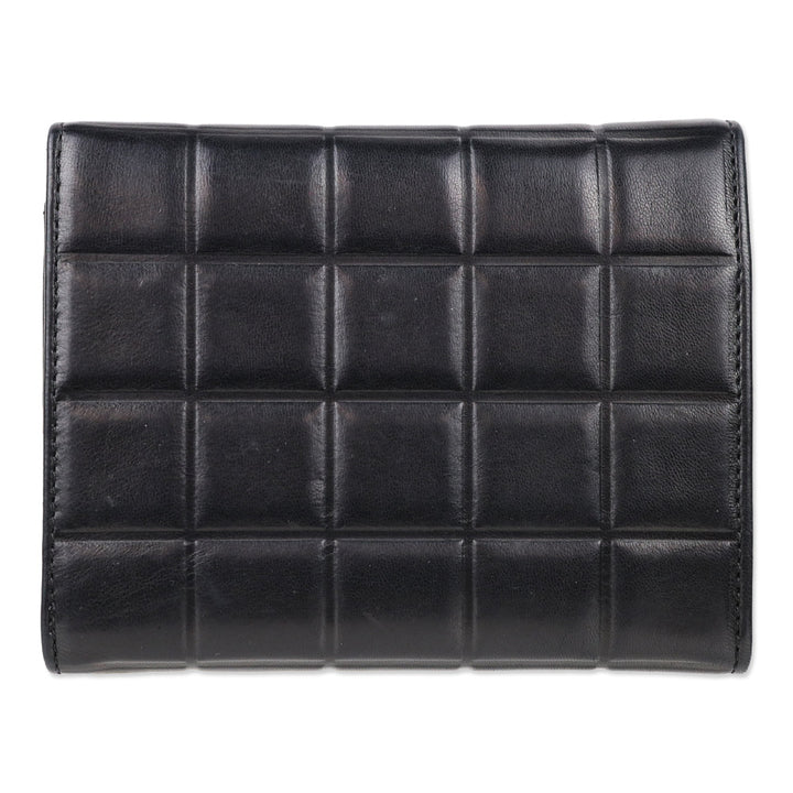 Chanel 2002-2003 Chocolate Bar Black Lambskin Tri-Fold Wallet