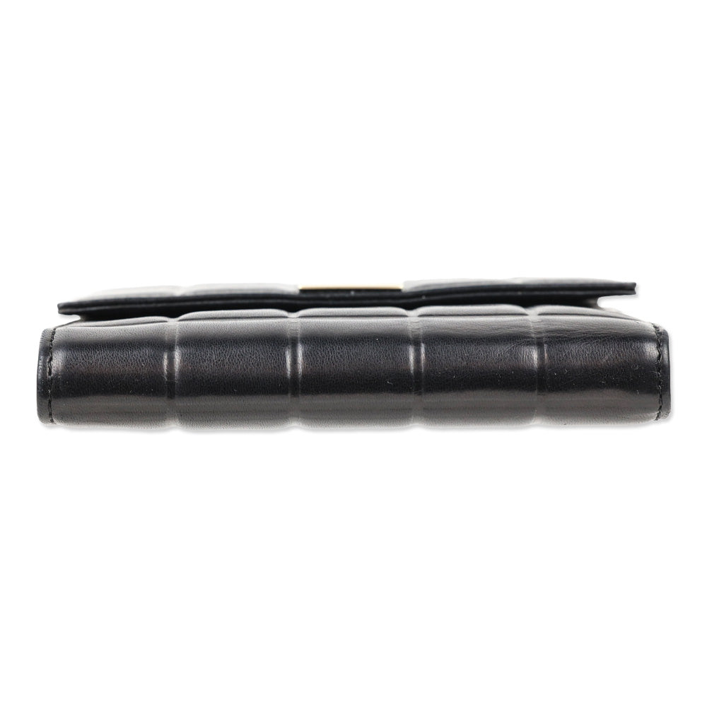 Chanel 2002-2003 Chocolate Bar Black Lambskin Tri-Fold Wallet