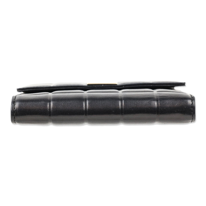 Chanel 2002-2003 Chocolate Bar Black Lambskin Tri-Fold Wallet