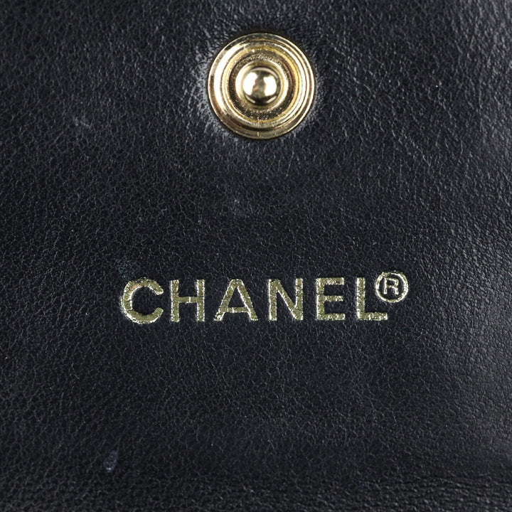 Chanel 2002-2003 Chocolate Bar Black Lambskin Tri-Fold Wallet