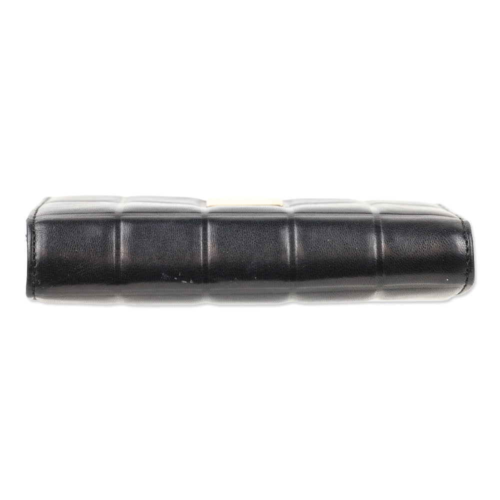 Chanel 2002-2003 Chocolate Bar Black Lambskin Tri-Fold Wallet