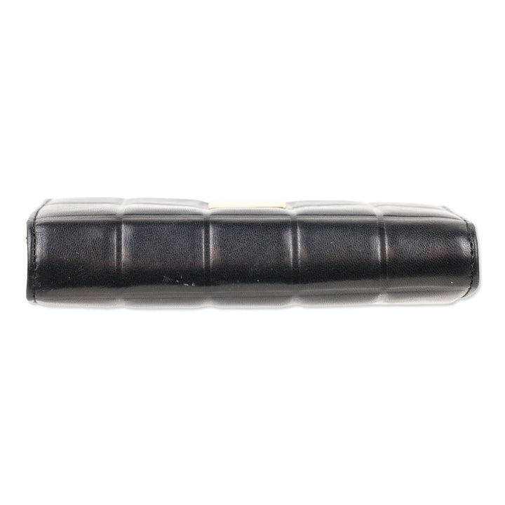 Chanel 2002-2003 Chocolate Bar Black Lambskin Tri-Fold Wallet