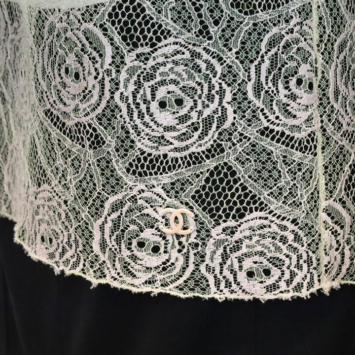 Chanel 2004 Nude Camellia Lace Tank Top