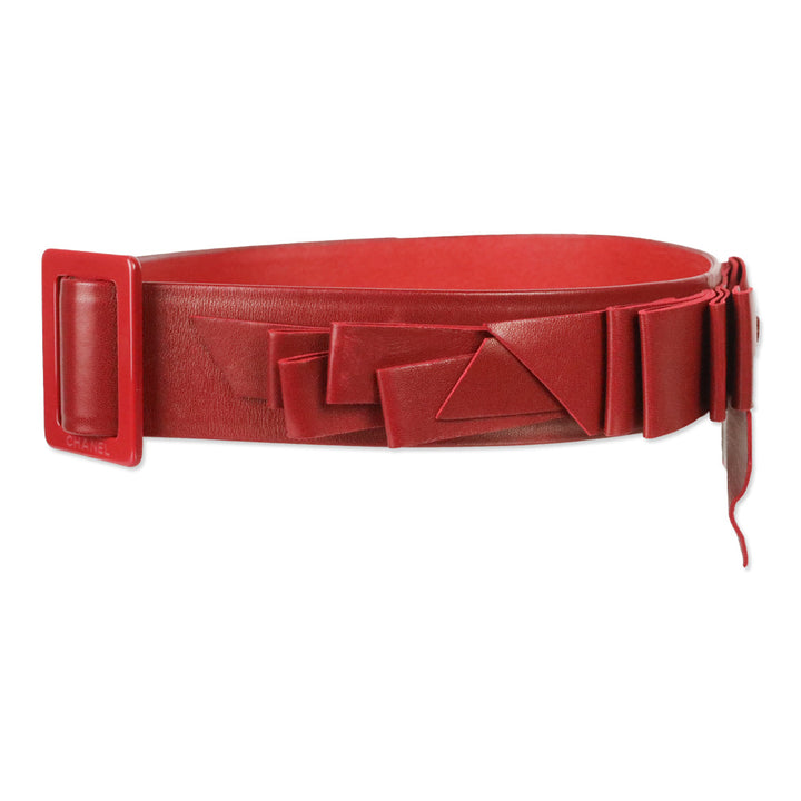 Chanel 2008 CC Logo Red Leather Bow Waist Belt