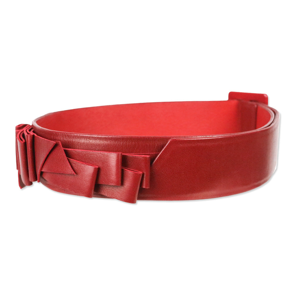 Chanel 2008 CC Logo Red Leather Bow Waist Belt