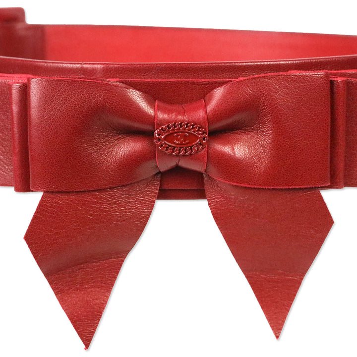 Chanel 2008 CC Logo Red Leather Bow Waist Belt