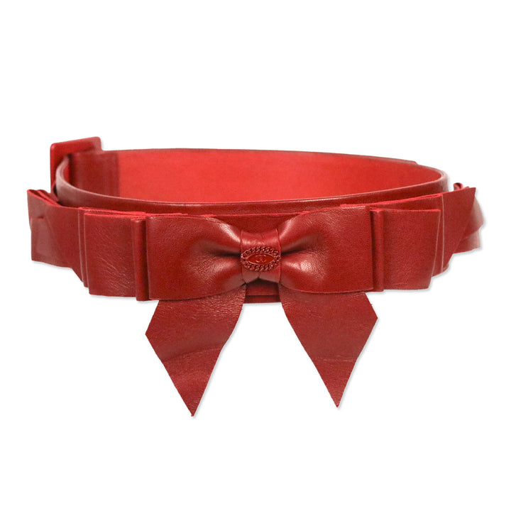 Chanel 2008 CC Logo Red Leather Bow Waist Belt