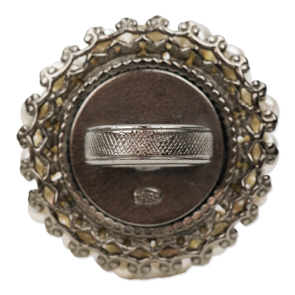 Chanel 2009 F/W Pearl Gunmetal Gripoix Ring