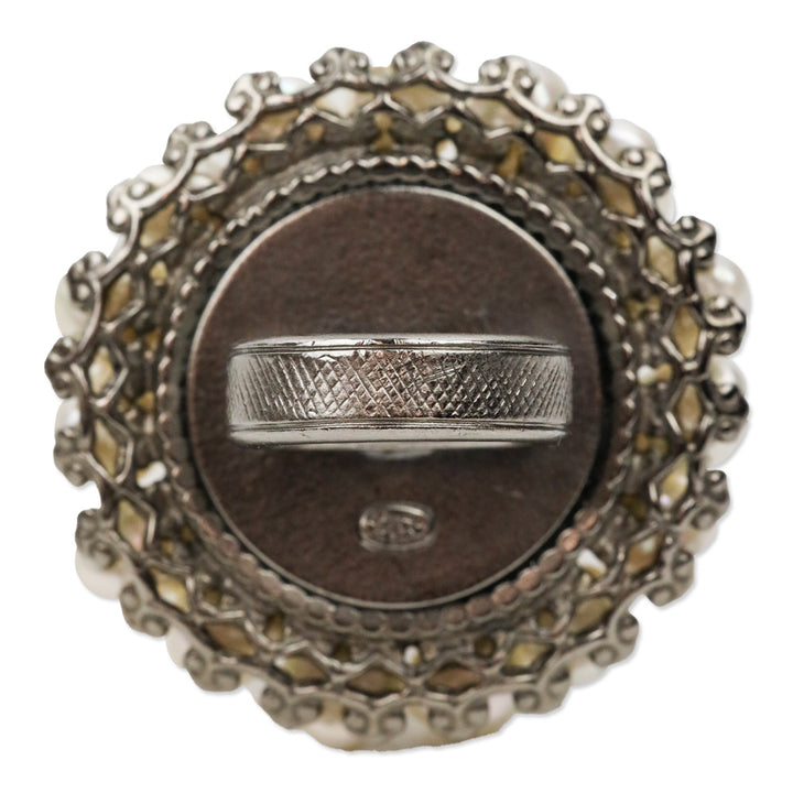 Chanel 2009 F/W Pearl Gunmetal Gripoix Ring