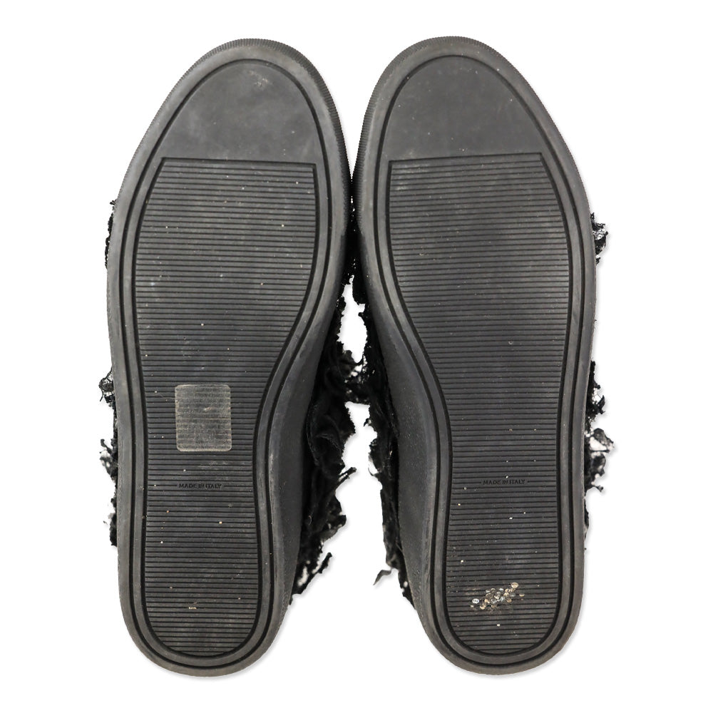 Chanel 2014 Black Camellia Flower Mesh Lace Hi-Top Sneakers