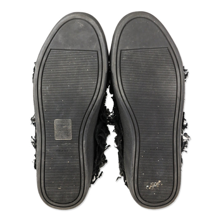 Chanel 2014 Black Camellia Flower Mesh Lace Hi-Top Sneakers