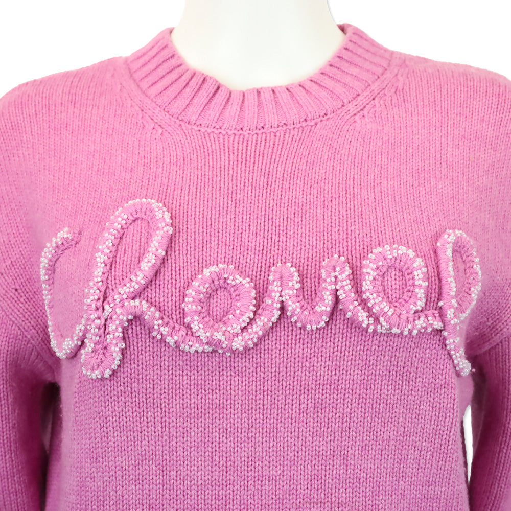 Chanel 2020 Pink Cashmere Knit Pearl Logo Crewneck Sweater
