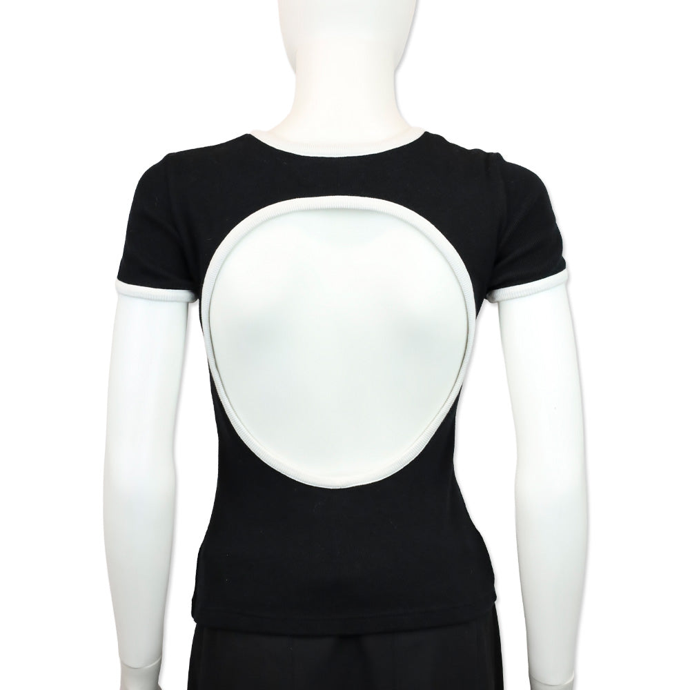 Chanel 2023 Black/White Stripe Cotton Graphic Print T Shirt