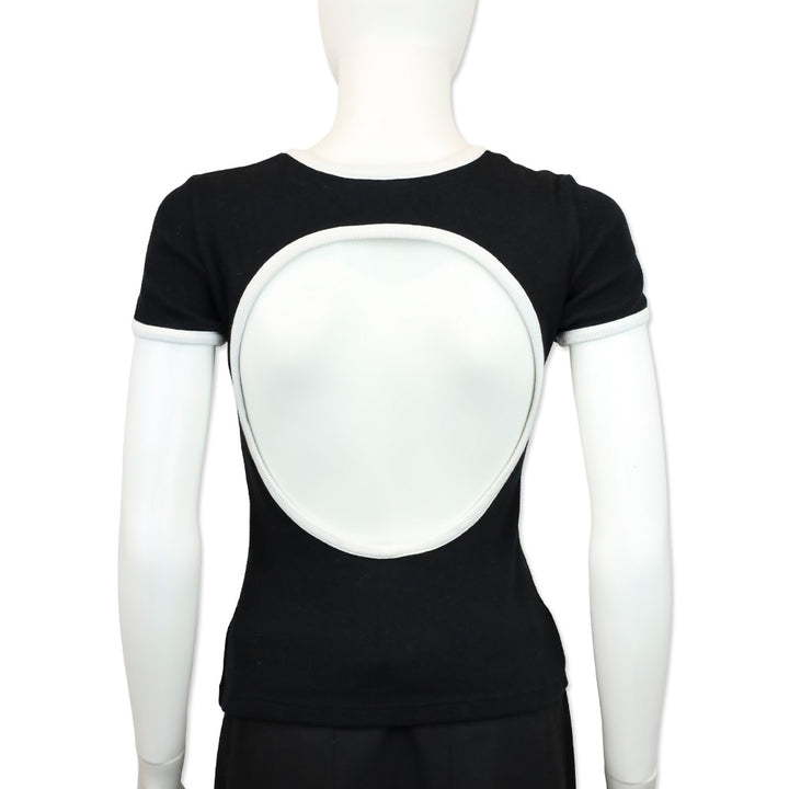 Chanel 2023 Black/White Stripe Cotton Graphic Print T Shirt