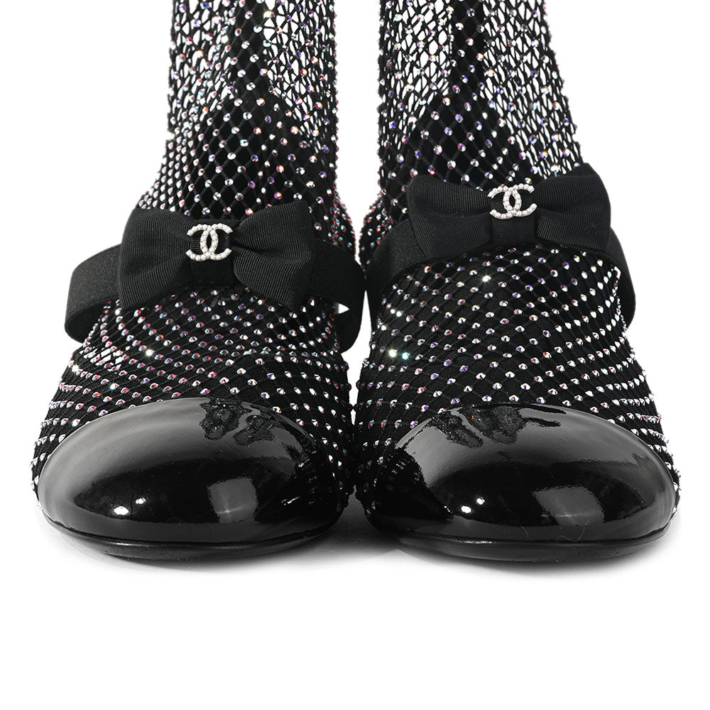 Chanel 2023 Crystal CC Bow Sock Boots